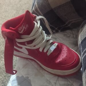 Nike Kids Red and White High-Top Sneakers